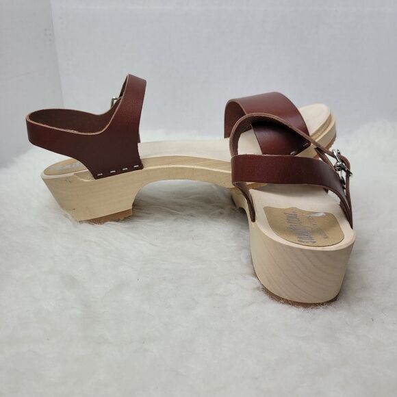 Sandgrens Clogs Vienna Low Sandal Cognac Brown Leather Size 8.5 US 39 EUR - Picture 5 of 10